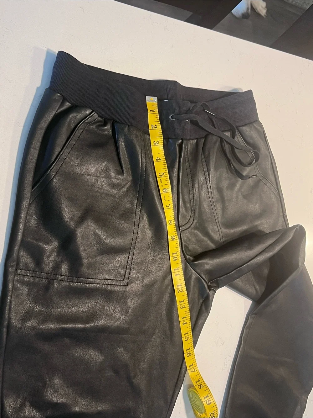 Splendid Black Faux Leather Jogger Pants size L - Picture 6 of 10